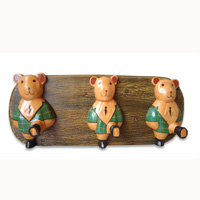 Wooden Hanger Bear, Handcarved From Albesia Wood