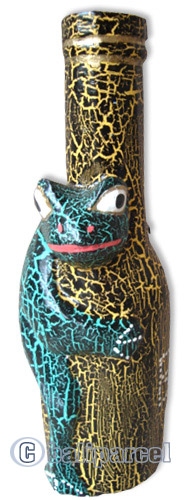 Wooden Bottle Frog With Painted, Handcarved From Albesia Wood