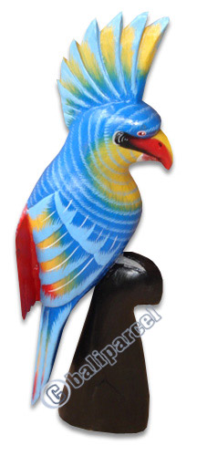 Wooden Cockatoo Bird, Hand Carved From Albesia Wood