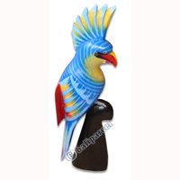 Wooden Cockatoo Bird, Hand Carved From Albesia Wood