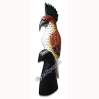 Wooden Cockatoo Bird, Hand Carved From Albesia Wood
