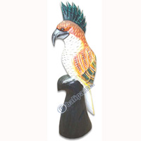 Wooden Cockatoo Bird, Hand Carved From Albesia Wood