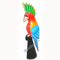 Wooden Cockatoo Bird, Hand Carved From Albesia Wood