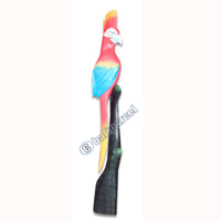 Wooden Cockatoo Bird, Hand Carved From Albesia Wood