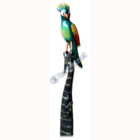 Wooden Cockatoo Bird, Hand Carved From Albesia Wood