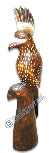 Wooden Cockatoo Bird, Hand Carved From Albesia Wood