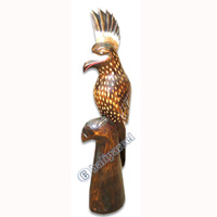 Wooden Cockatoo Bird, Hand Carved From Albesia Wood