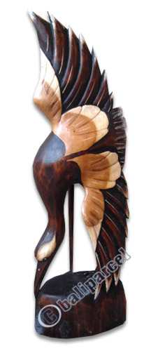 Wooden Heron Bird Handpainted, Hand Carved From Albesia Wood