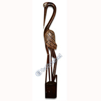 Wooden Heron Bird, Hand Carved From Albesia Wood