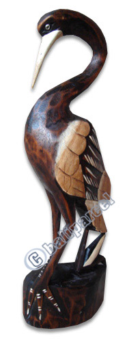 Wooden Heron Bird, Hand Carved From Albesia Wood