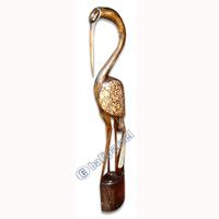 Wooden Heron Bird, Hand Carved From Albesia Wood