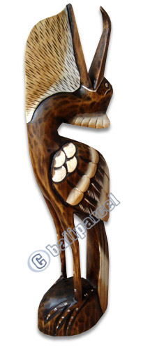Wooden Pelican Bird, Hand Carved From Albesia Wood