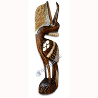 Wooden Pelican Bird, Hand Carved From Albesia Wood