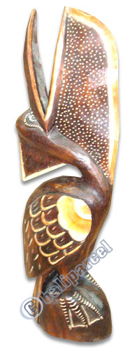 Wooden Pelican Bird, Hand Carved From Albesia Wood