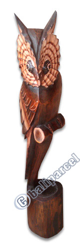 Wooden Owl, Hand Carved From Albesia Wood