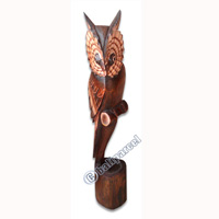 Wooden Owl, Hand Carved From Albesia Wood