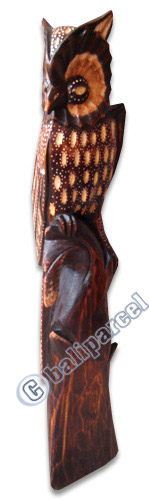 Wooden Owl, Hand Carved From Albesia Wood