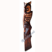 Wooden Owl, Hand Carved From Albesia Wood