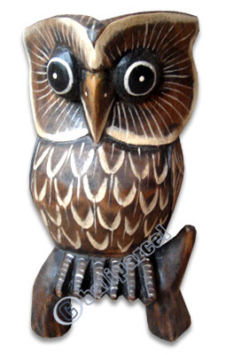 Wooden Owl, Hand Carved From Albesia Wood