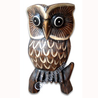 Wooden Owl, Hand Carved From Albesia Wood