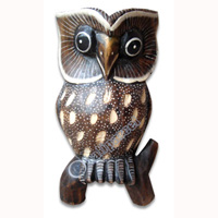 Wooden Owl, Hand Carved From Albesia Wood