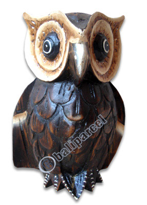 Wooden Owl, Hand Carved From Albesia Wood
