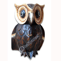 Wooden Owl, Hand Carved From Albesia Wood