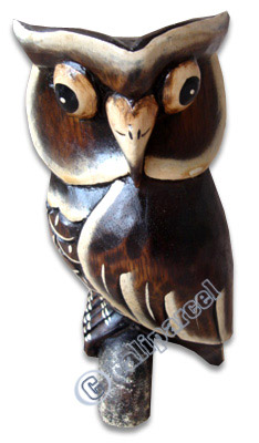 Wooden Owl, Hand Carved From Albesia Wood