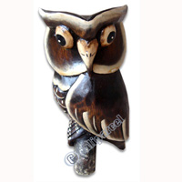 Wooden Owl, Hand Carved From Albesia Wood