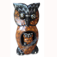 Wooden Owl, Hand Carved From Albesia Wood