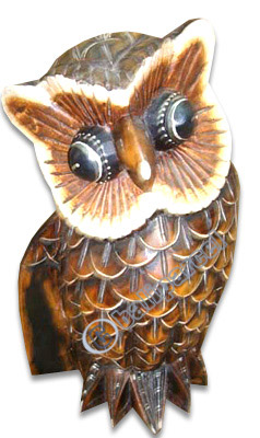 Wooden Owl, Hand Carved From Albesia Wood