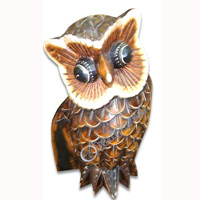 Wooden Owl, Hand Carved From Albesia Wood