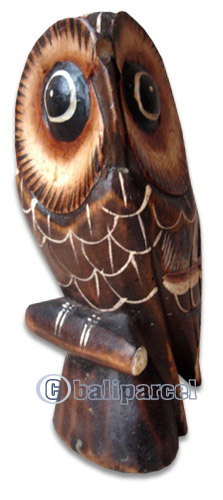 Wooden Owl, Hand Carved From Albesia Wood