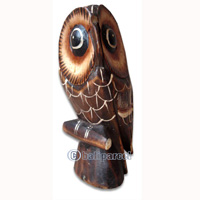 Wooden Owl, Hand Carved From Albesia Wood