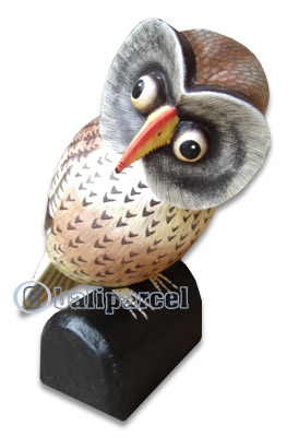 Wooden Owl, Hand Carved From Albesia Wood