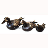 Wooden Duck Set Of 3, Hand Carved From Albesia Wood