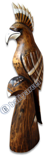 Wooden Cockatoo Bird, Hand Carved From Albesia Wood