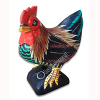Wooden Chicken, Hand Carved From Albesia Wood