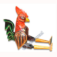 Wooden Chicken, Hand Carved From Albesia Wood