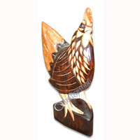 Wooden Chicken, Hand Carved From Albesia Wood