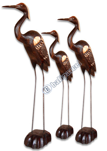 Wooden Bird Set Of 3, Hand Carved From Albesia Wood
