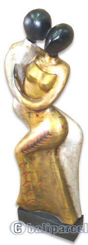 Wooden Abstract With Painted, Handmade From Albesia Wood