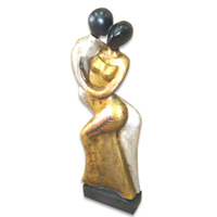 Wooden Abstract With Painted, Handmade From Albesia Wood
