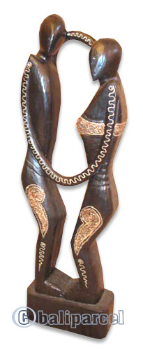 Wooden Abstract With Painted, Handmade From Albesia Wood