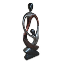 Wooden Abstract With Painted, Handmade From Albesia Wood