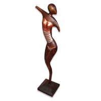 Wooden Abstract With Painted, Handmade From Albesia Wood