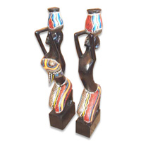 Wooden Tanimar Set Of 2, Handmade From Albesia Wood