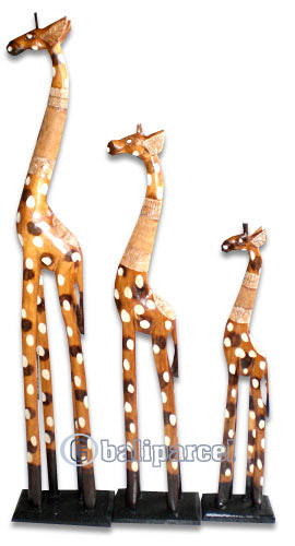 Wooden Giraffe, Hand Carved From Albesia Wood
