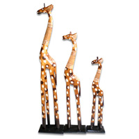 Wooden Giraffe, Hand Carved From Albesia Wood