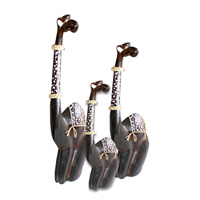 Wooden Sitting Camel Set Of 3, Hand Carved From Albesia Wood